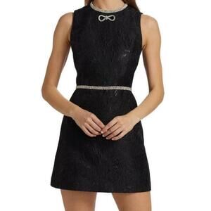 $695 Alice + Olivia Ellis Embellished Mini Black Sleeveless Dress Size 10